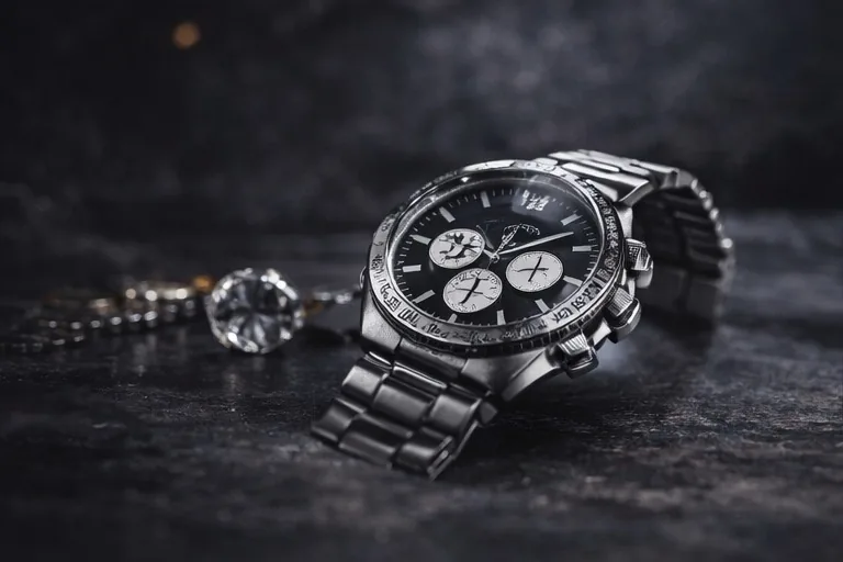 Luxury wristwatch on a dark surface